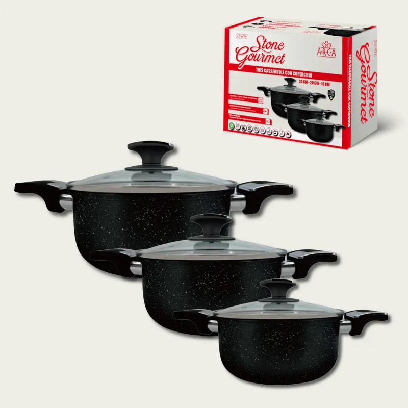 Casseruola Stone Gourmet C/Cop Cm 16-20-24