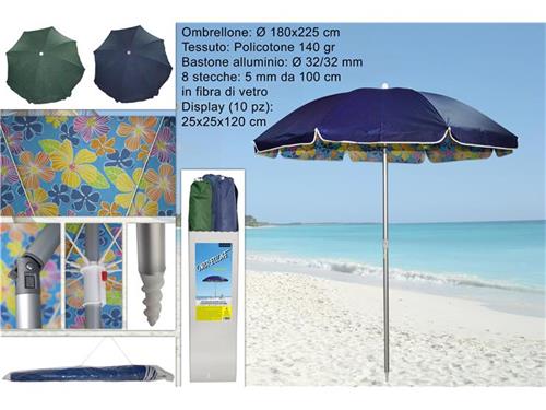 Ombrellone Mare Policotone Allum. Cm 180X225 