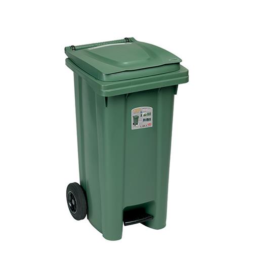 Bidone Carrellato Verde Lt 120 C/Ped