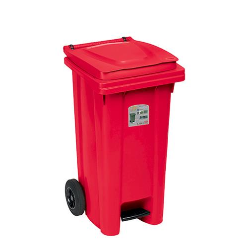Bidone Carrellato Rosso Lt 120 C/Ped