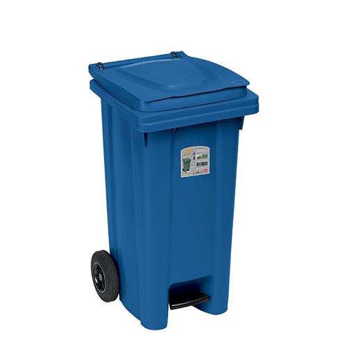 Bidone Carrellato Blu Lt 120 C/Ped