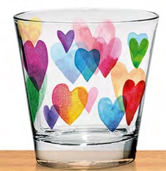 Bicchieri Vetro Nadia Love Rainbow Pz 3