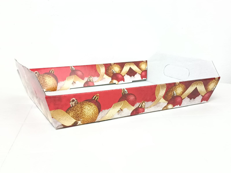 Cesta Carta Natalizia C/Man Dec Oro Cm 39X27X29