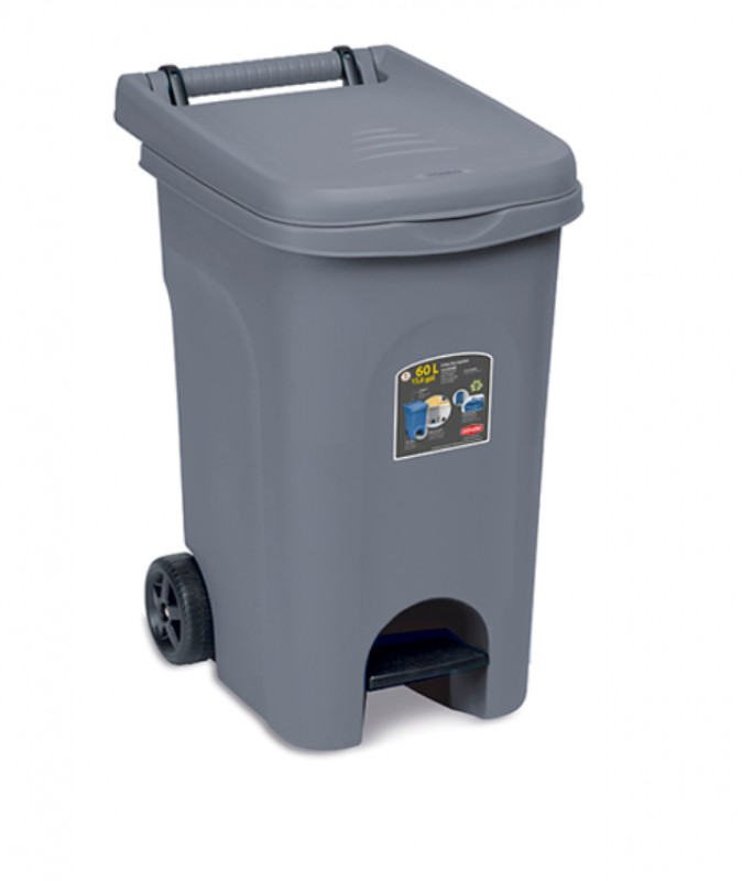 Bidone Carrell Grigio 60Lt Urban Eco S. C/Ped 