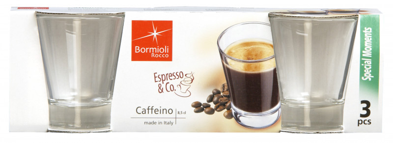Bicchiere Vetro Caffeino Pz 3 Ml 85 Bormioli
