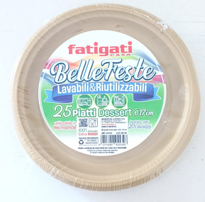 Piatti Dessert Riutil. Pz 25 Oro Fati