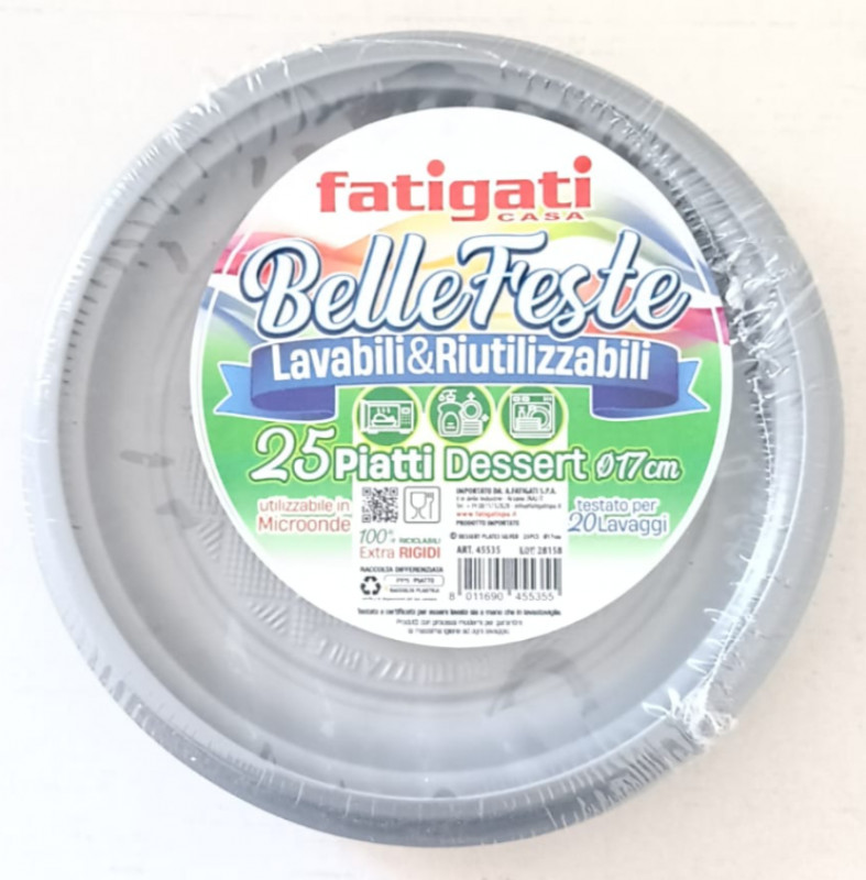 Piatti Dessert Riutil. Pz 25 Argento Fati