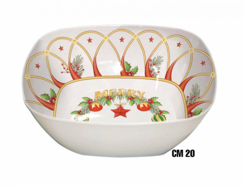 Insalatiera Quadra Melamina Cm 20 Merry Christmas