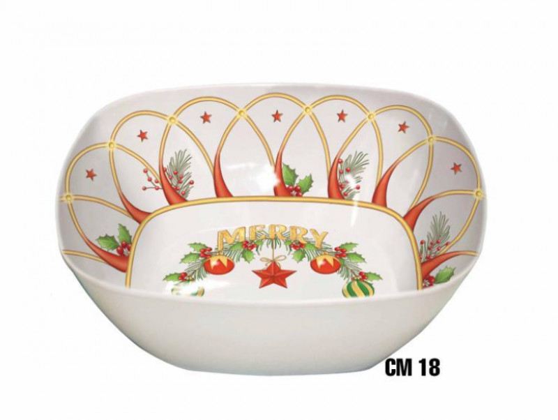 Insalatiera Quadra Melamina Cm 18 Merry Christmas