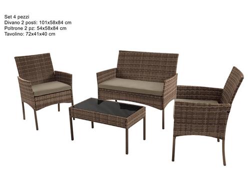 Salottino Light Brown Rattan Pz 4