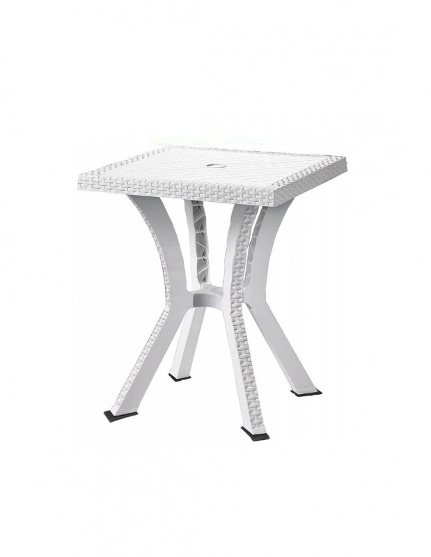 Tavolo Rigoletto Elite Rattan Bianco Cm 60X60