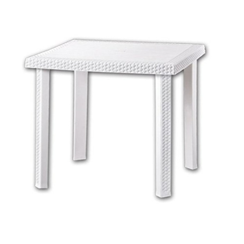 Tavolo Figaro Rattan Bianco Cm 80x80
