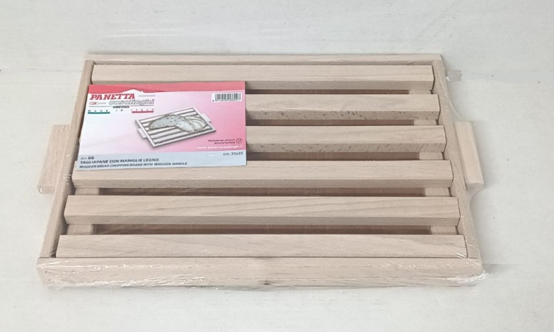 Tagliapane C/Maniglie e Raccogli Briciole in Legno Cm 35X25 Panetta
