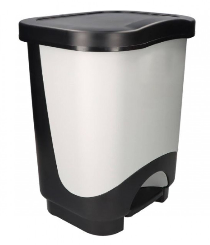 Pattumiera Idea Nera Lt 24 Grigio Chiaro