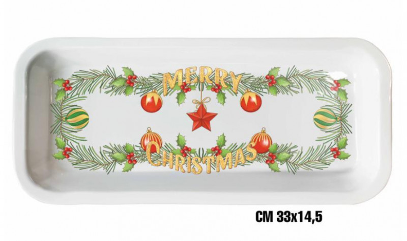 Vassoio Melamina Cm 33X14,5 Merry Christmas